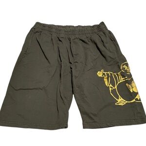 True Religion Men’s Shorts Size XL Army Green Golden Buddah Logo